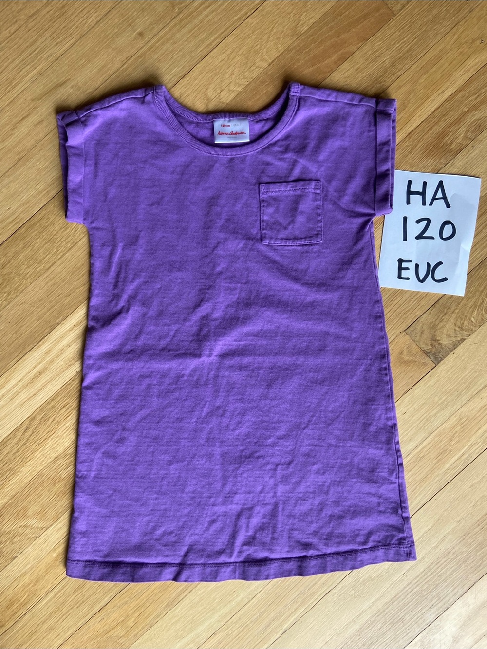 Hanna Andersson Size 120(6/7) Purple Pocket Tee Dress - Short Sleeve